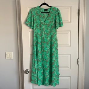 asos design green floral midi dress size 6
